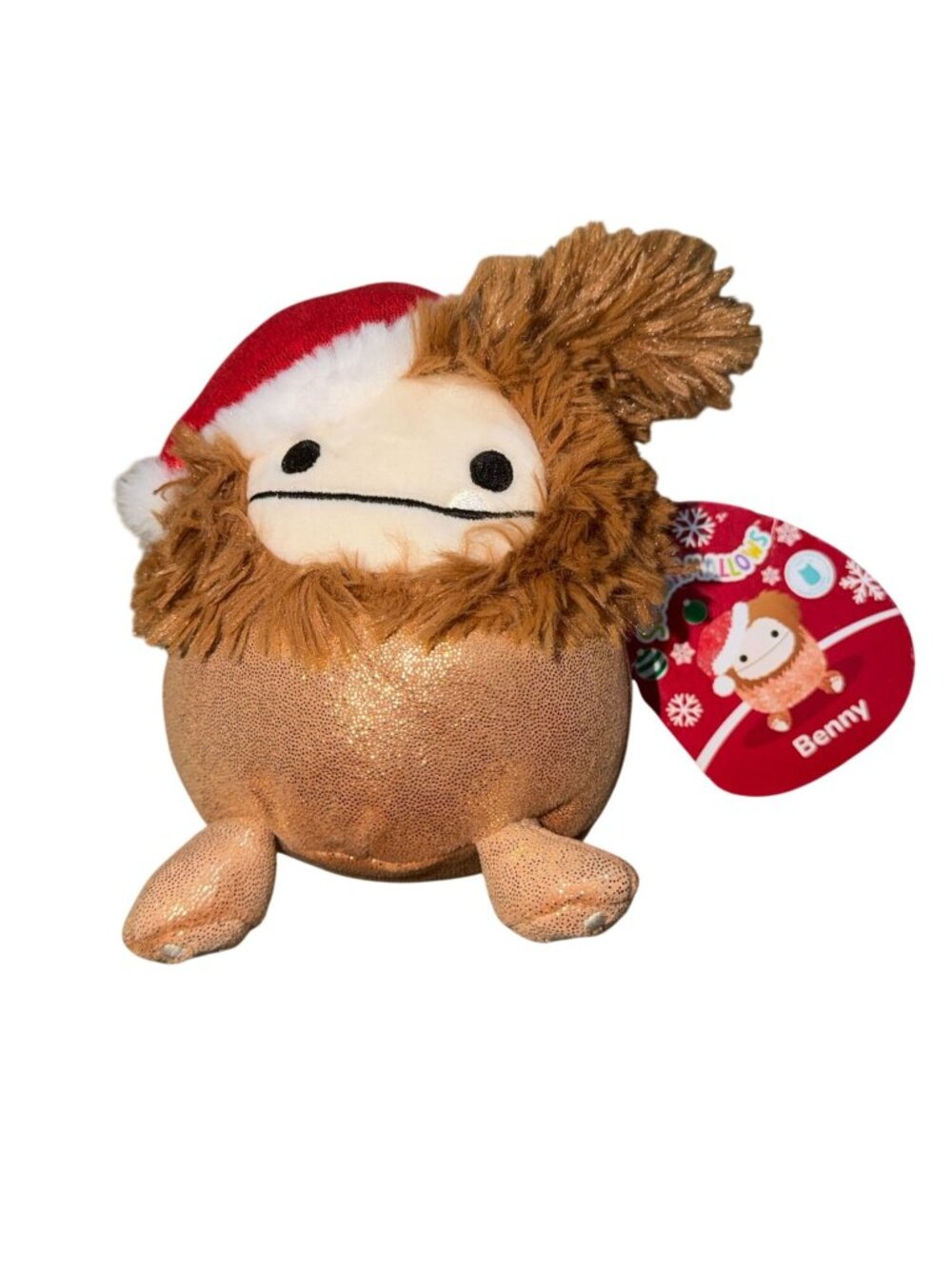 Squishmallows  5-inch sparkly Benny the Bigfoot W/ Santa Hat-NWT